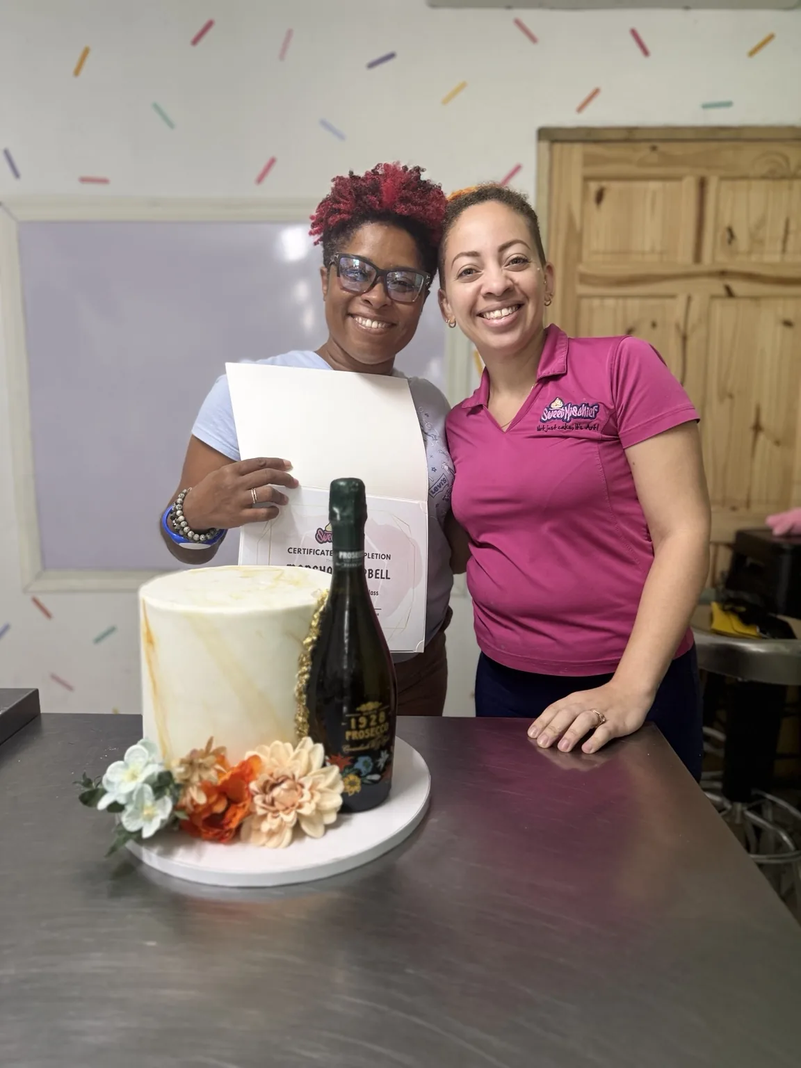 Sweet Mischief Academy student cake creation in Kingston Jamaica