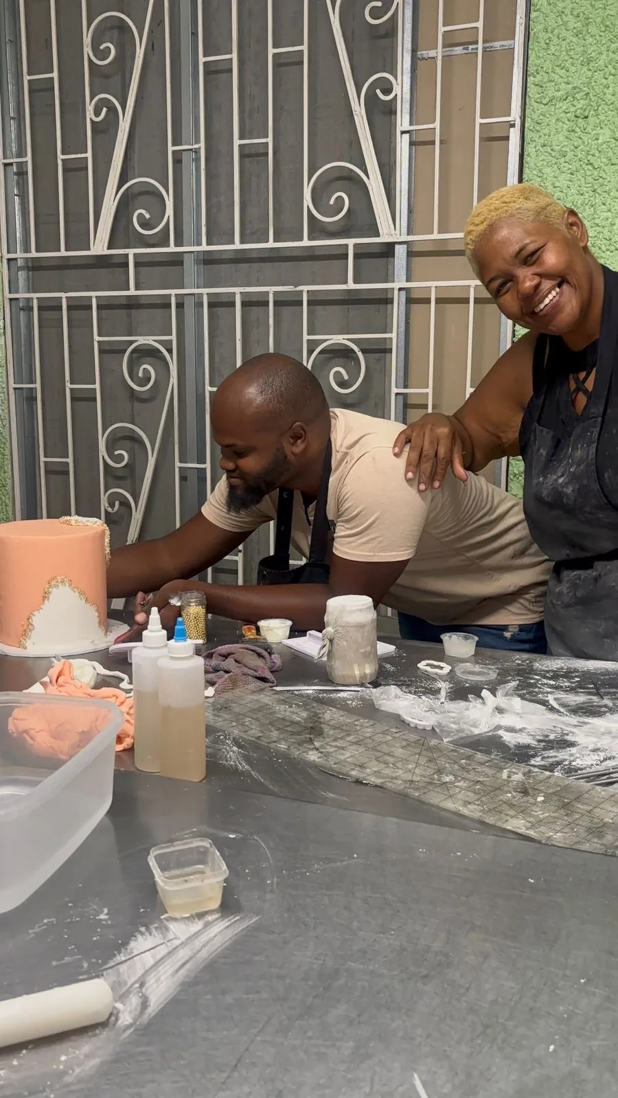 Sweet Mischief Academy student cake creation in Kingston Jamaica