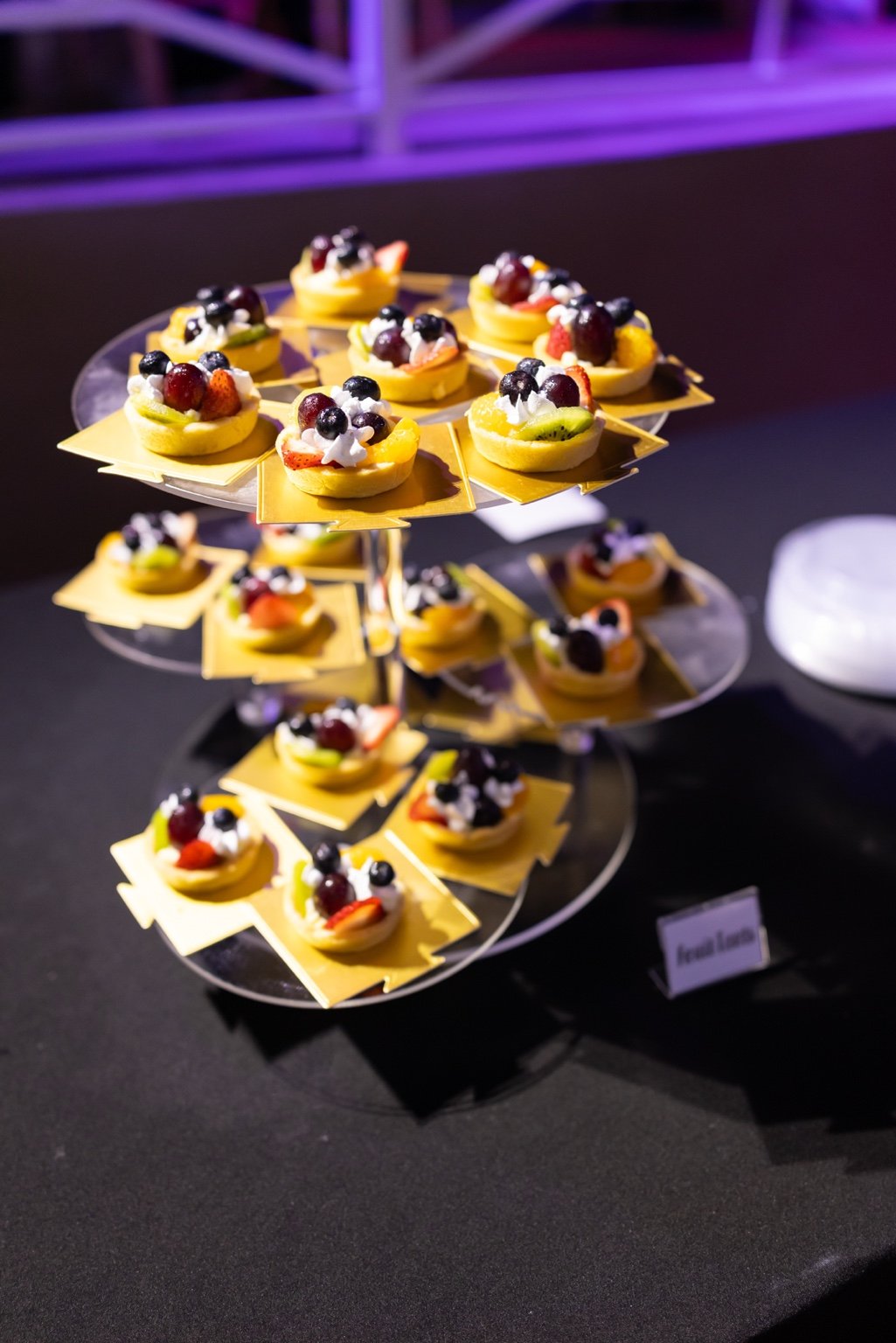 Fruit tart dessert tower for a luxury dessert table in Jamaica