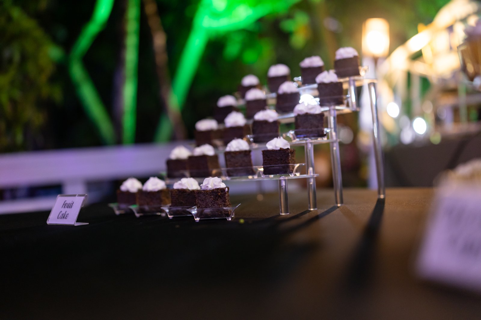 Luxury dessert table with event lighting in Jamaica by Sweet Mischief JA