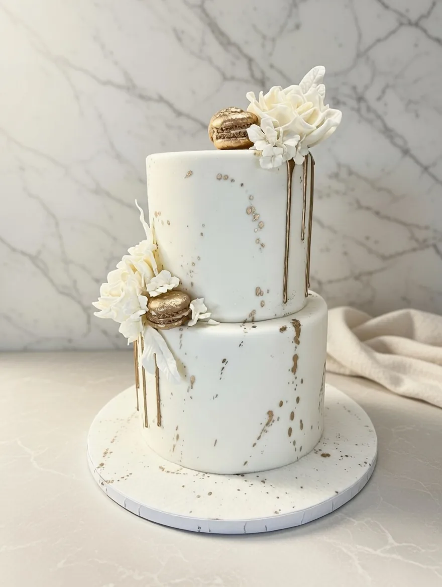 Contemporary Wedding Cake — custom wedding cake by Sweet Mischief JA in Kingston, Jamaica