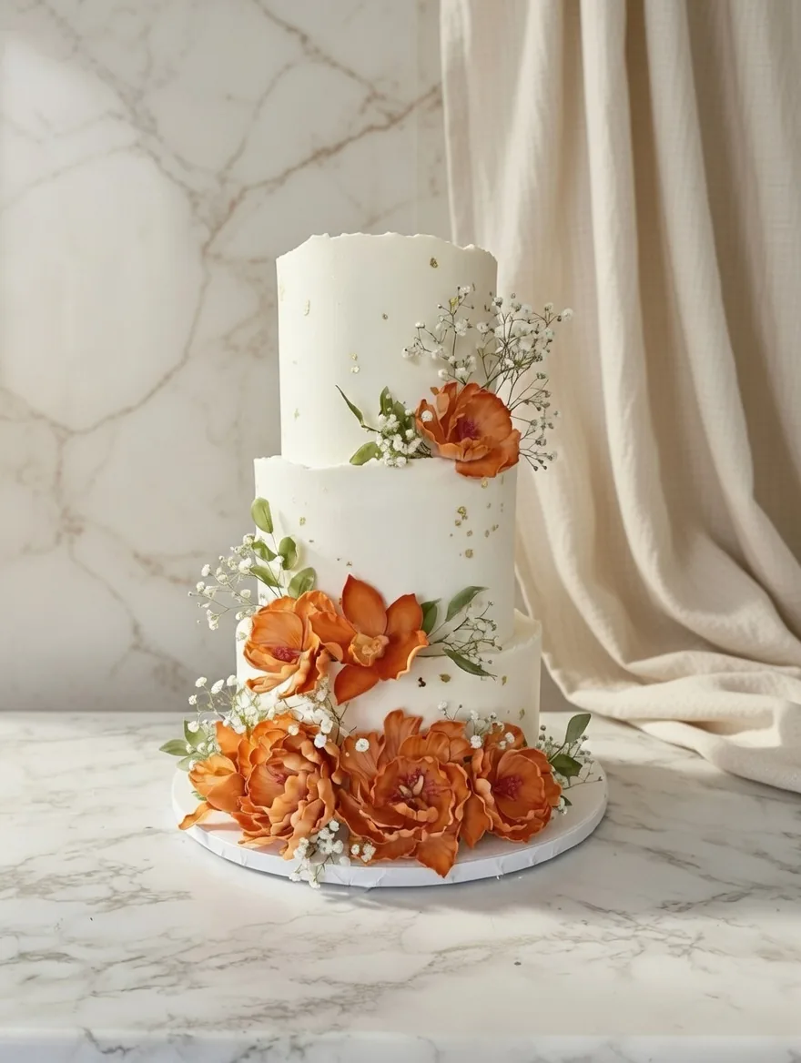 Contemporary Wedding Cake — custom wedding cake by Sweet Mischief JA in Kingston, Jamaica