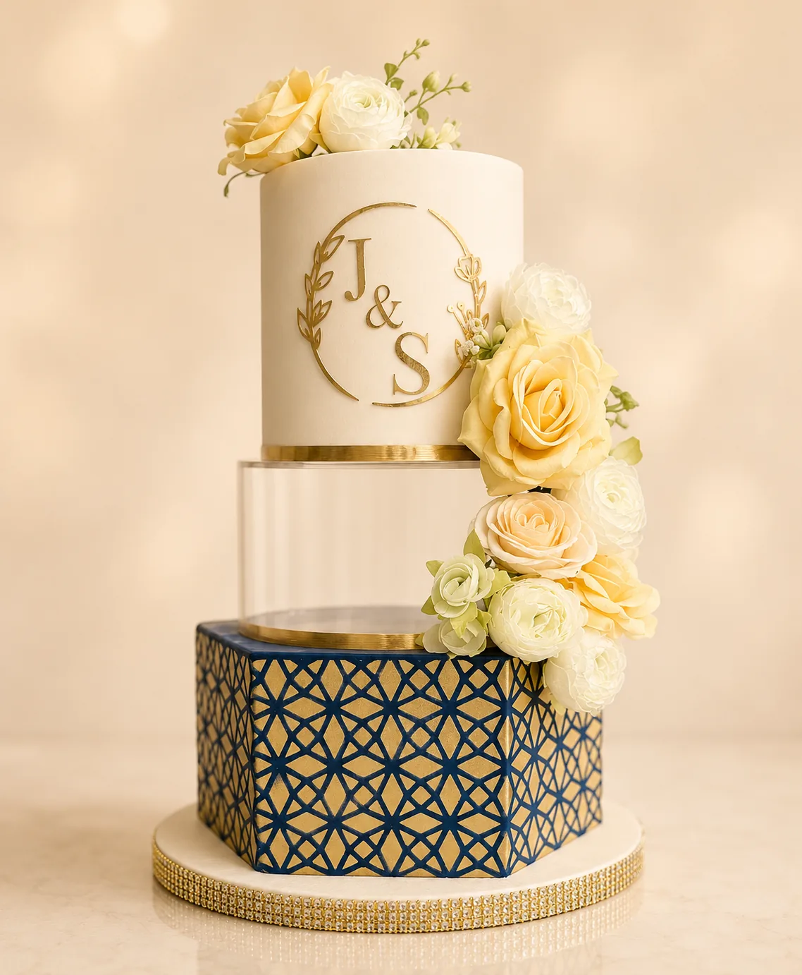 Modern Romance Wedding Cake — custom wedding cake by Sweet Mischief JA in Kingston, Jamaica