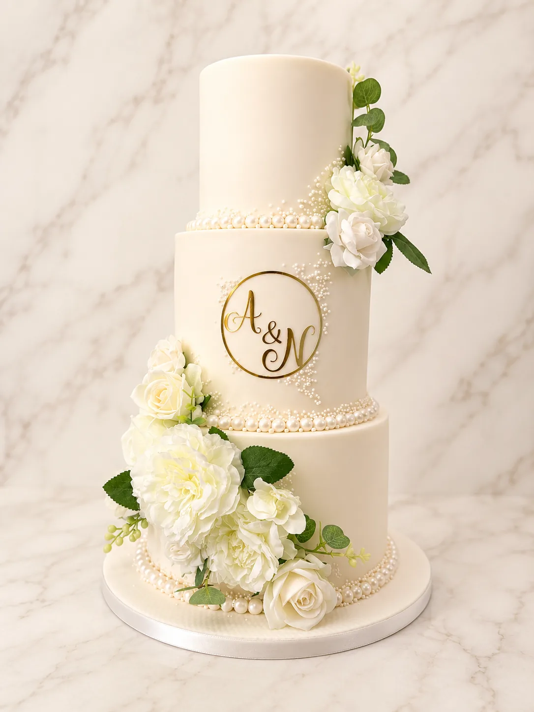 Elegant Floral Wedding Cake — custom wedding cake by Sweet Mischief JA in Kingston, Jamaica