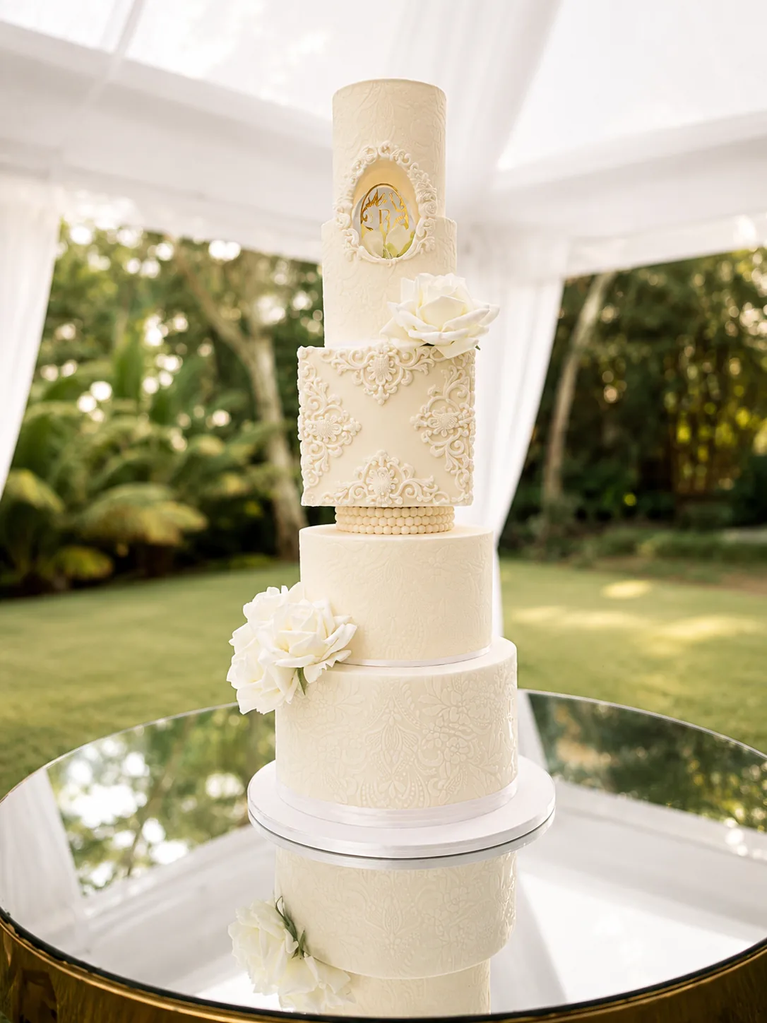 Romantic Tiered Wedding Cake — custom wedding cake by Sweet Mischief JA in Kingston, Jamaica