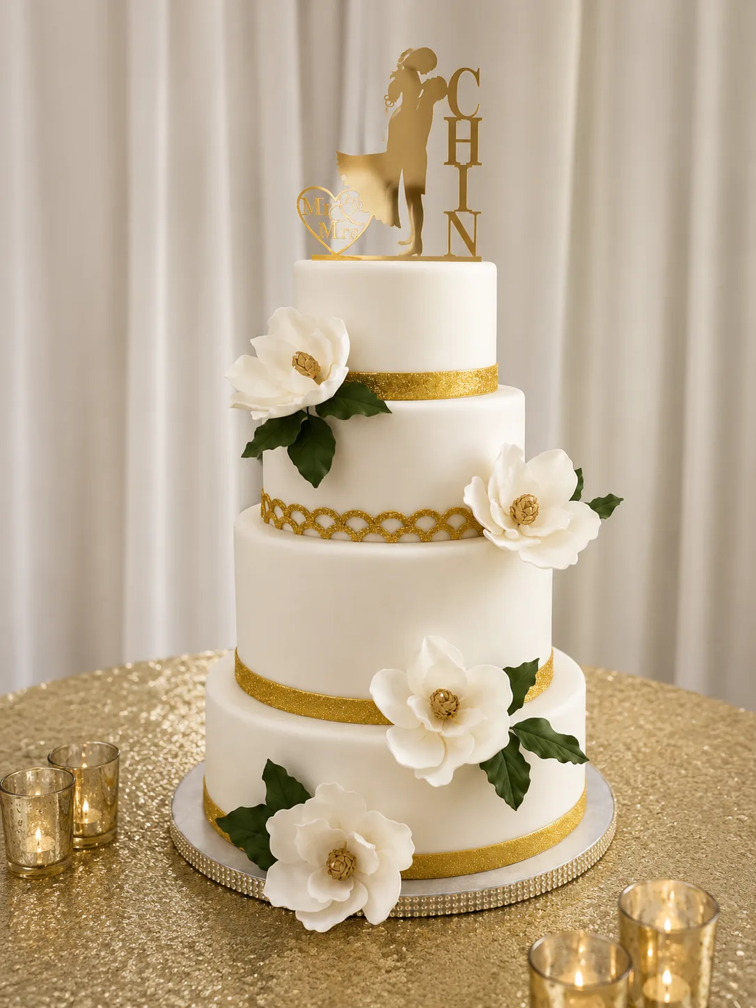 Modern Romance Wedding Cake — custom wedding cake by Sweet Mischief JA in Kingston, Jamaica