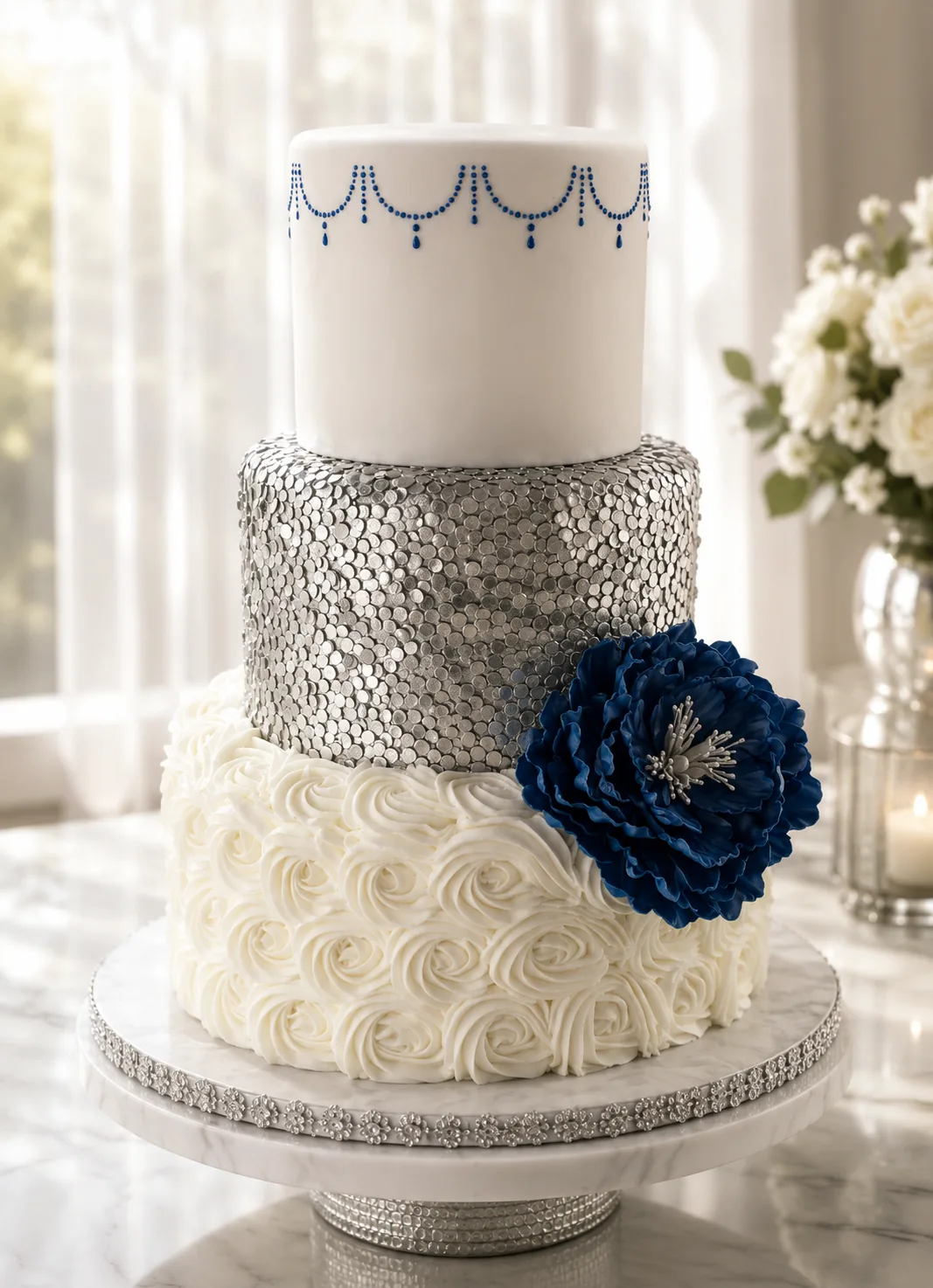 Contemporary Wedding Cake — custom wedding cake by Sweet Mischief JA in Kingston, Jamaica