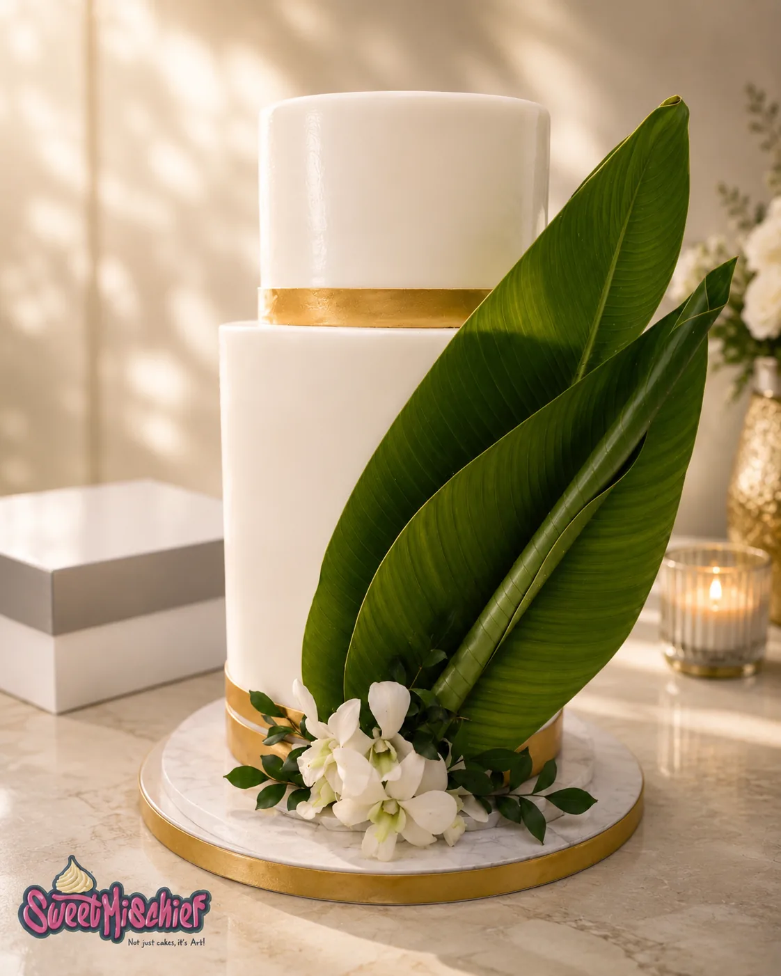 Romantic Tiered Wedding Cake — custom wedding cake by Sweet Mischief JA in Kingston, Jamaica