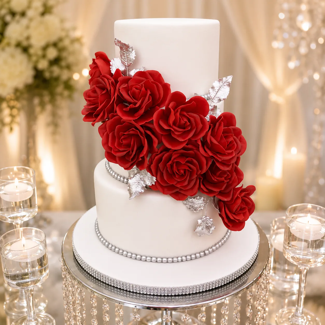 Elegant Floral Wedding Cake — custom wedding cake by Sweet Mischief JA in Kingston, Jamaica