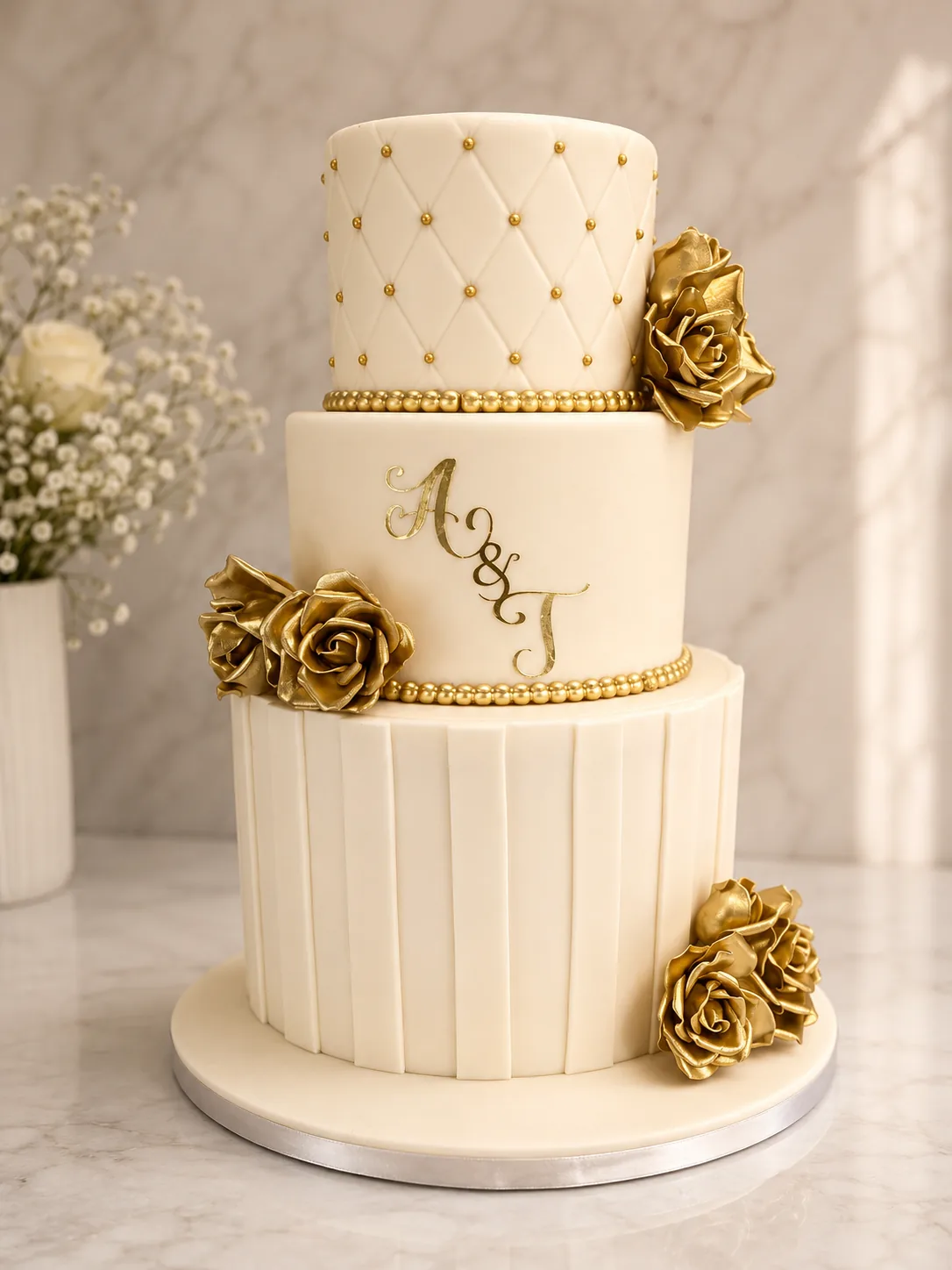 Timeless Tiered Wedding Cake — custom wedding cake by Sweet Mischief JA in Kingston, Jamaica
