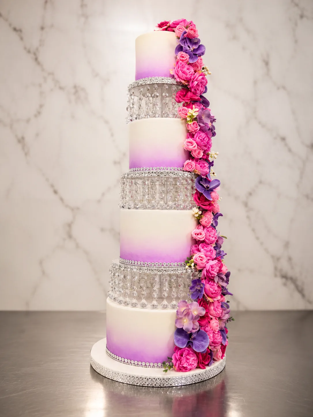 Elegant Floral Wedding Cake — custom wedding cake by Sweet Mischief JA in Kingston, Jamaica