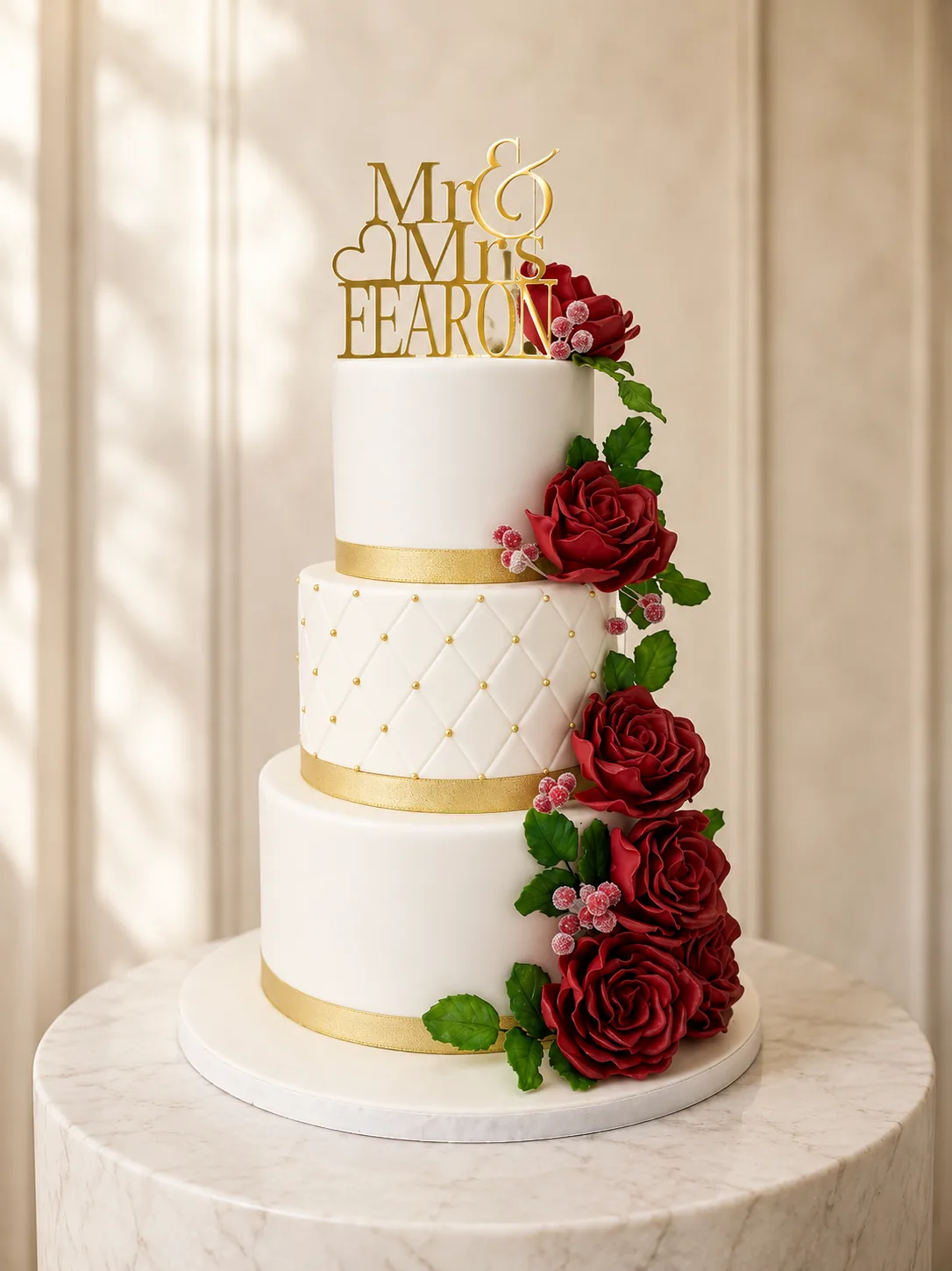 Contemporary Wedding Cake — custom wedding cake by Sweet Mischief JA in Kingston, Jamaica