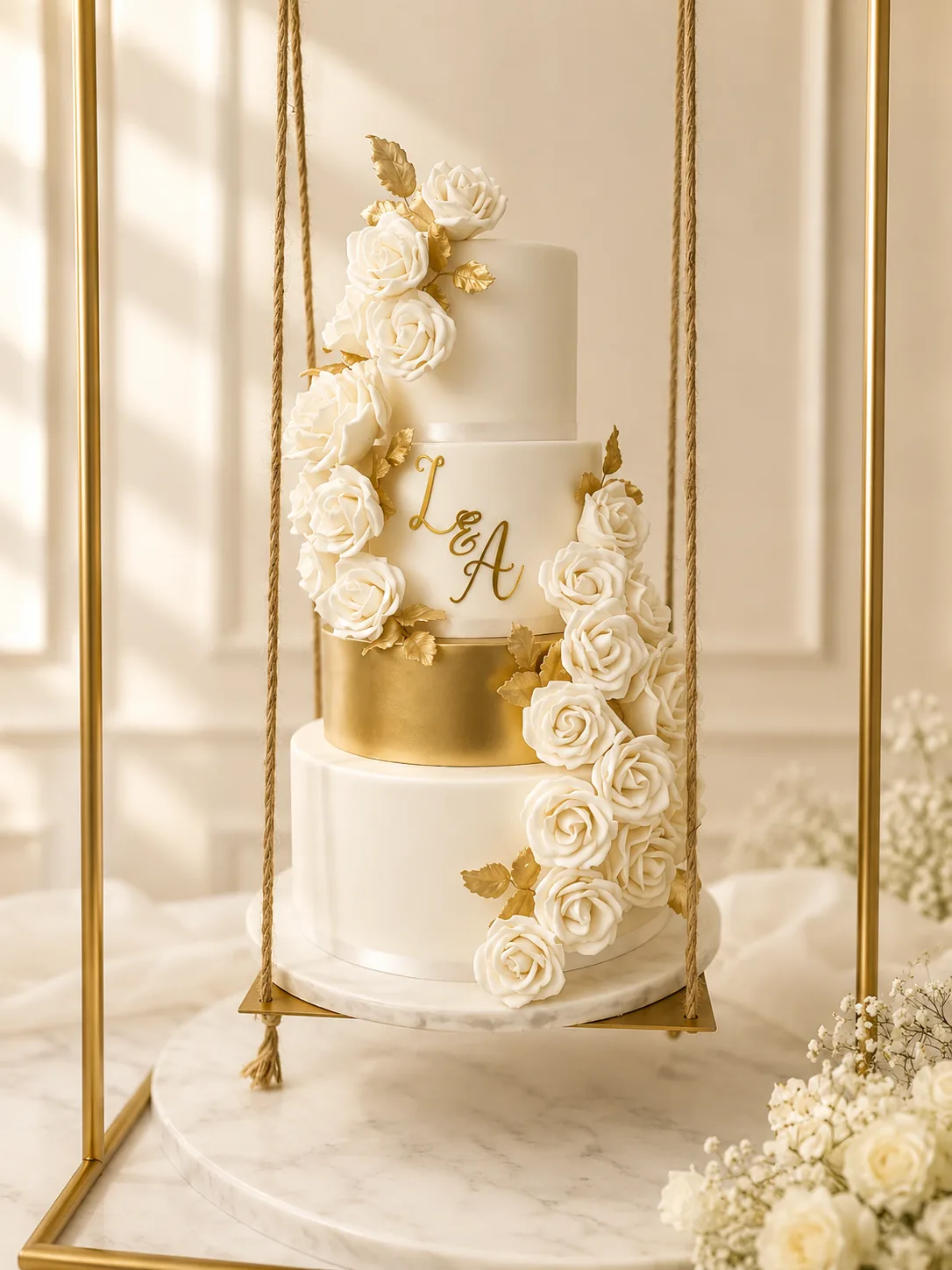 Elegant Floral Wedding Cake — custom wedding cake by Sweet Mischief JA in Kingston, Jamaica
