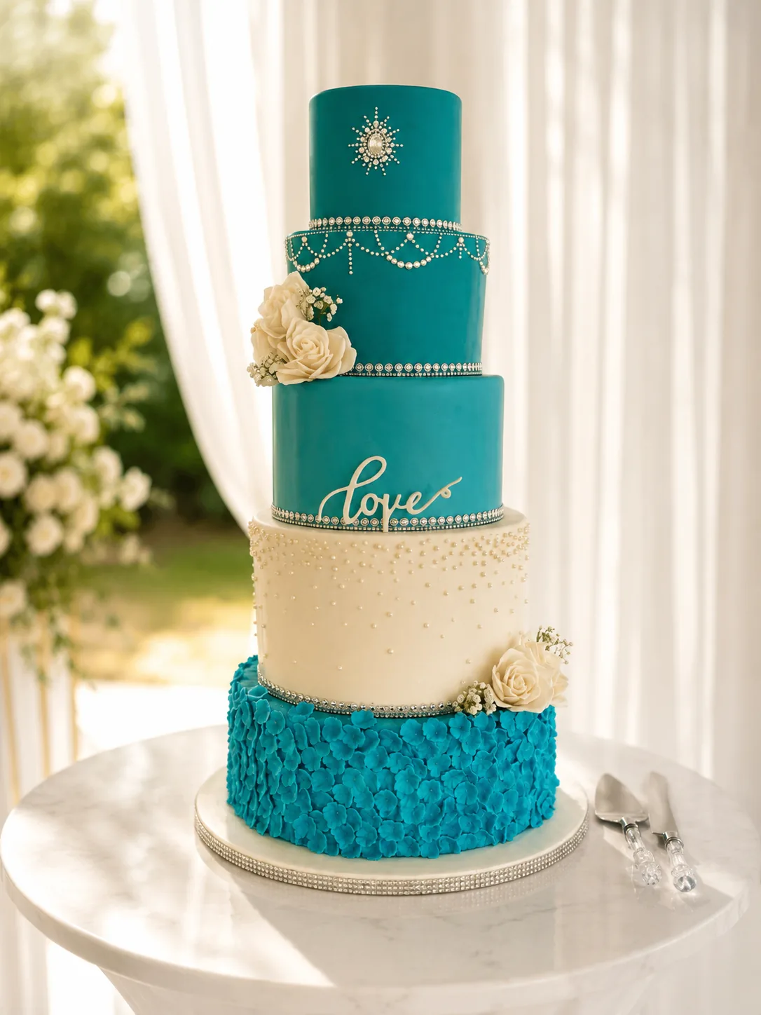 Elegant Floral Wedding Cake — custom wedding cake by Sweet Mischief JA in Kingston, Jamaica