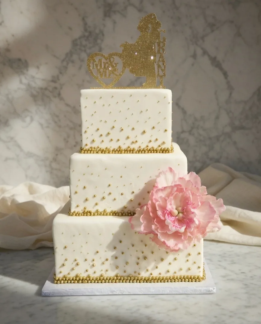 Luxury Wedding Statement Cake — custom wedding cake by Sweet Mischief JA in Kingston, Jamaica