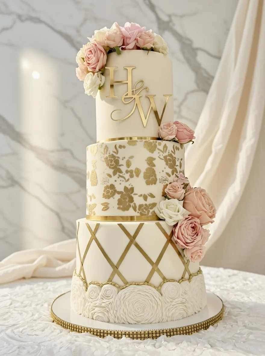 Romantic Tiered Wedding Cake — custom wedding cake by Sweet Mischief JA in Kingston, Jamaica