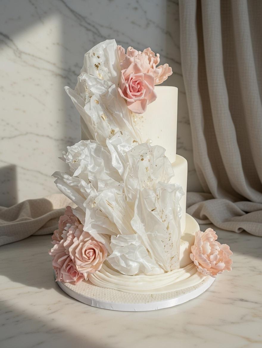 Draped Sugar Floral Cake by Sweet Mischief JA