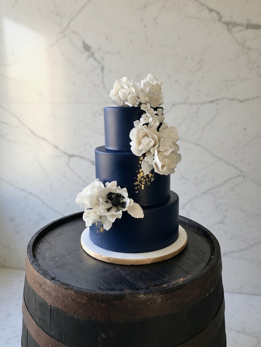 Navy & White Sugar Flowers by Sweet Mischief JA